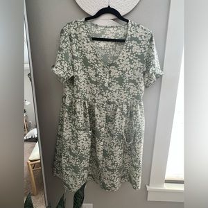 Sage floral silk dress